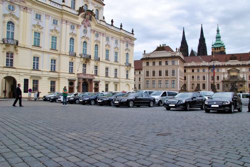 Prague airport transfers car fleet at Prague castle