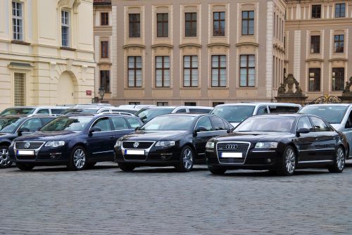 Prague airport cars at Hradcany Prague Castle Square
