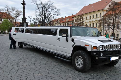 Car fleet at Prague Castle, Hummer Stretch White